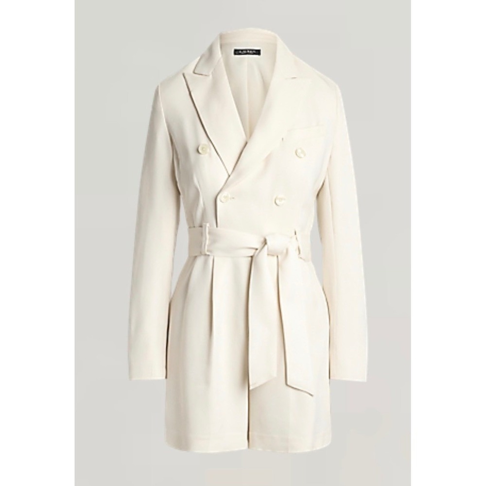 Lauren Ralph Lauren Cream Double Breasted Belted Blazer Romper Ivory NWT